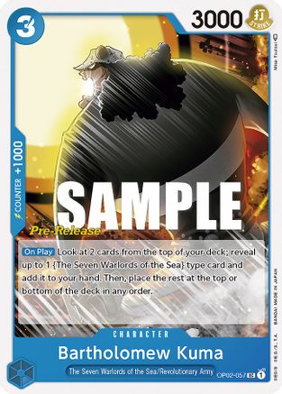 Bartholomew Kuma (OP02-057) - Paramount War Pre-Release Cards  [Uncommon] Sale