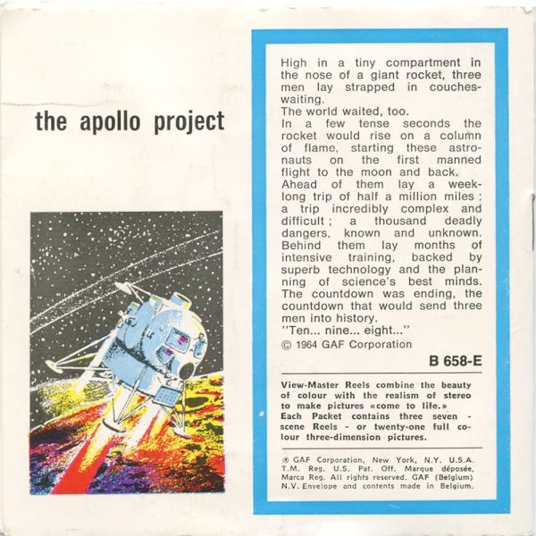 The Apollo Project - View-Master 3 Reel Packet - 1964 - vintage - B658-E-BG3 For Cheap