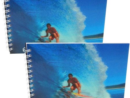 SURFER IN CURL - Two (2) Notebooks with 3D Lenticular Covers - Unlined Pages - NEW Online Sale