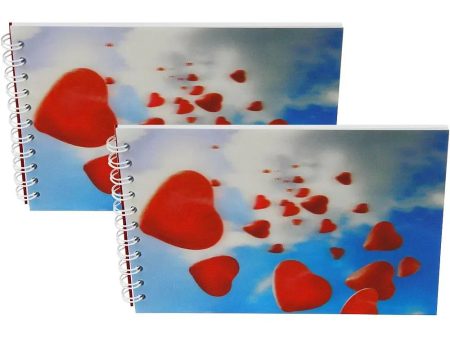 BALLOON HEARTS - Two (2) Notebooks with 3D Lenticular Covers - Unlined Pages - NEW For Cheap