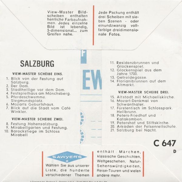 Salzburg - View-Master 3 Reel Packet - vintage - C647-BG1 Sale