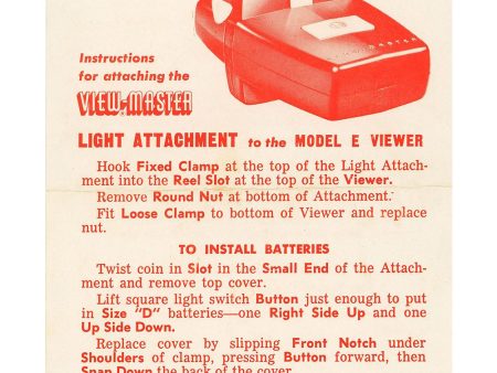 View-Master Model E Viewer Light Attachment  Installation Instructions - facsimile Online Hot Sale