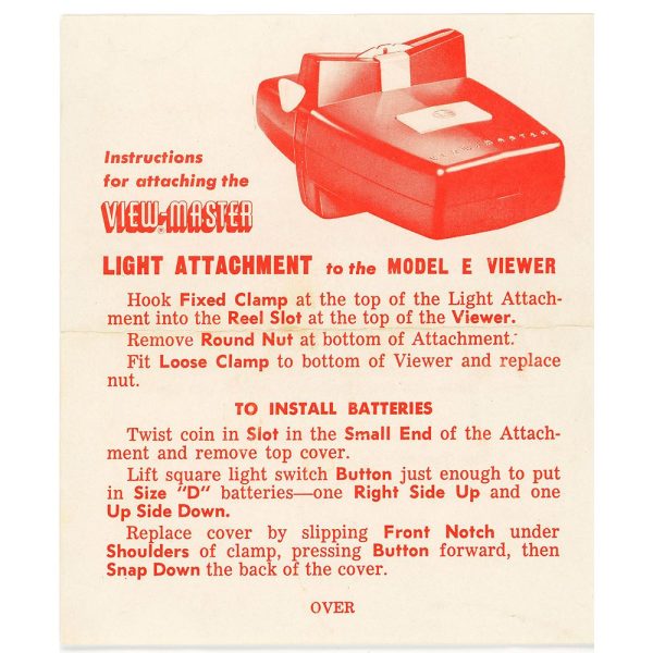 View-Master Model E Viewer Light Attachment  Installation Instructions - facsimile Online Hot Sale