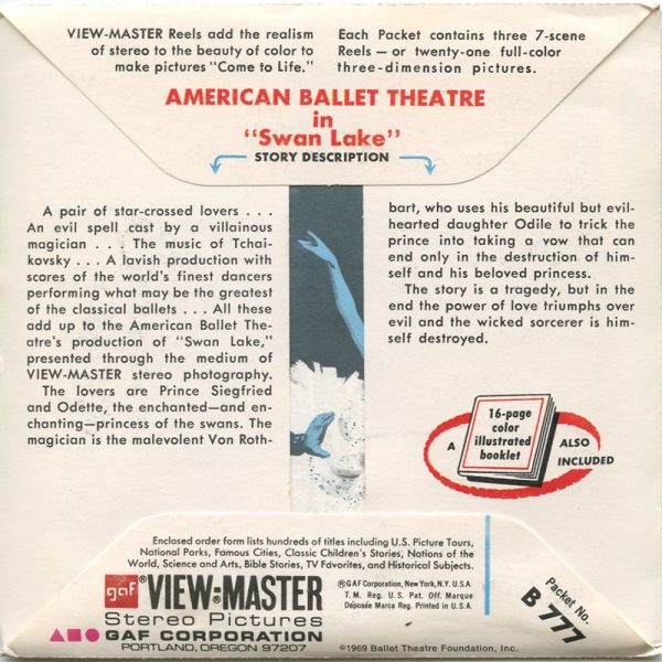 American Ballet Theater - Swan Lake - View-Master 3 Reel Packet - 1960s - vintage - B777-G1A For Discount