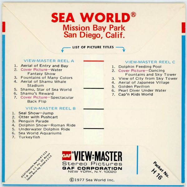 Sea World California - View-Master 3 Reel Packet - 1970 s vintage - (ECO-H16-G5) For Sale