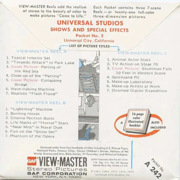 Universal Studios - View-Master 3 Reel Packet - 1960 s - vintage - A242-G5B on Sale