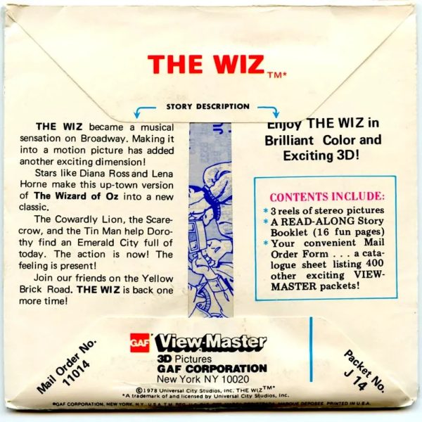 The Wiz- View-Master 3 Reel Packet - 1970s - vintage - (PKT- J14-G5m) For Sale