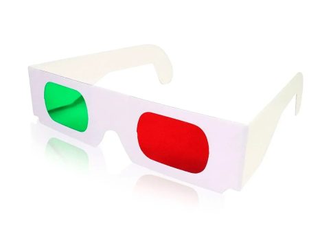 Red Green Standard Plain White Cardboard Anaglyph 3D Glasses - NEW Hot on Sale