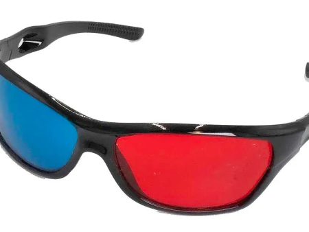 Red Cyan - 3D Anaglyph Plastic Frame Glasses - Wrap Around Design - NEW on Sale