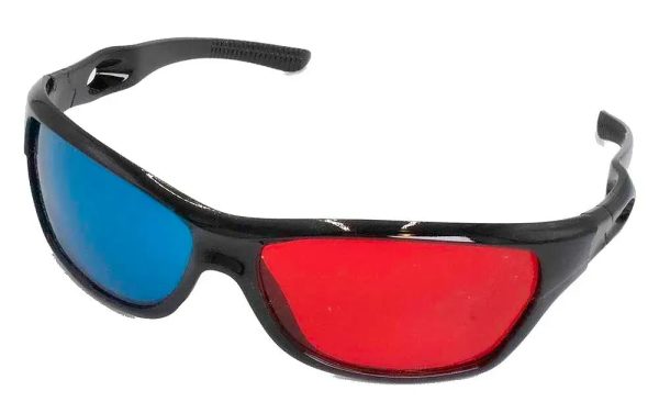 Red Cyan - 3D Anaglyph Plastic Frame Glasses - Wrap Around Design - NEW on Sale