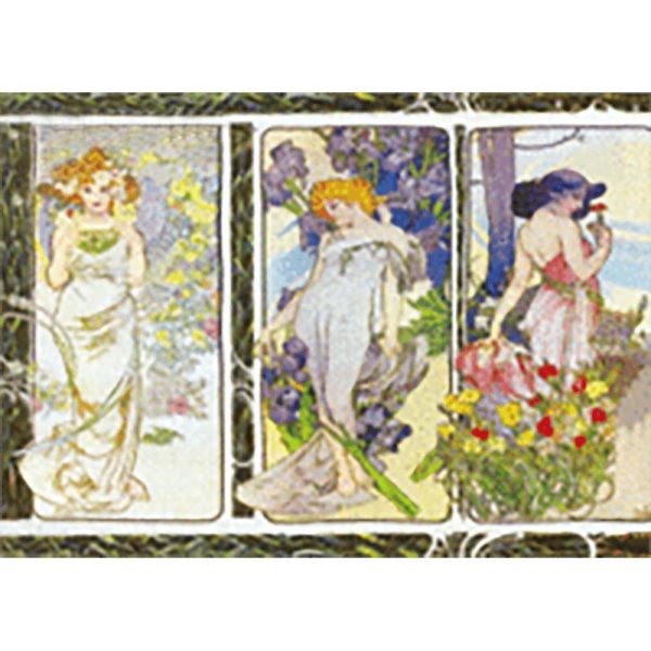 Alphonse Mucha - Flower Series , Rose, Iris, Carnation - 3D Lenticular Postcard Greeting Card - NEW Online Hot Sale