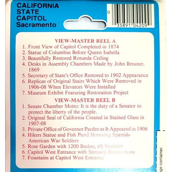 California State Capitol Sacramento - View-Master 2 Reel Set - 1980s views - vintage - 8003 Cheap