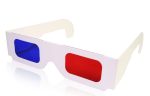 Red Blue - 3D Anaglyph Cardboard Frame Glasses - Standard Quality - White Cardboard - NEW Supply