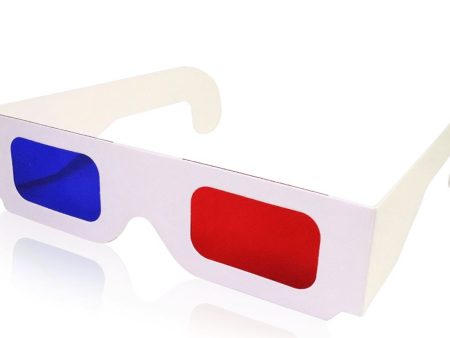 Red Blue - 3D Anaglyph Cardboard Frame Glasses - Standard Quality - White Cardboard - NEW Supply