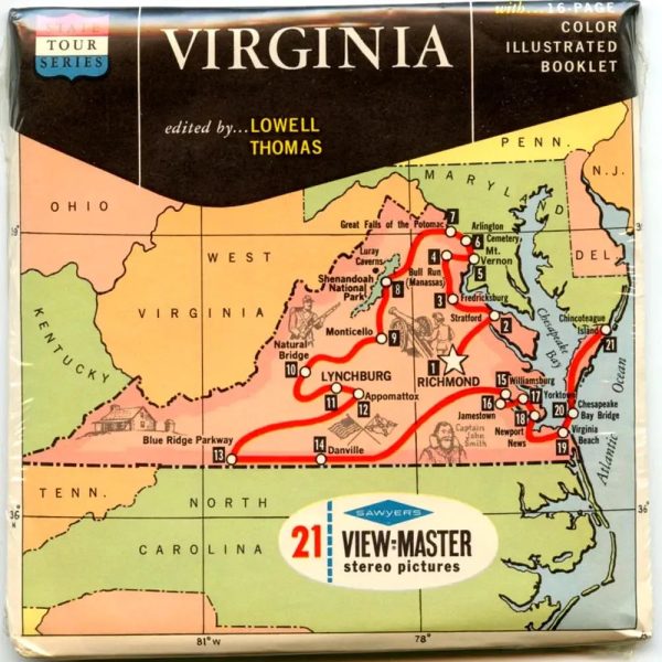 Virginia -  Map - View-Master 3 Reel Packet - 1960s views - vintage -  ( A 810-S6B) Online now