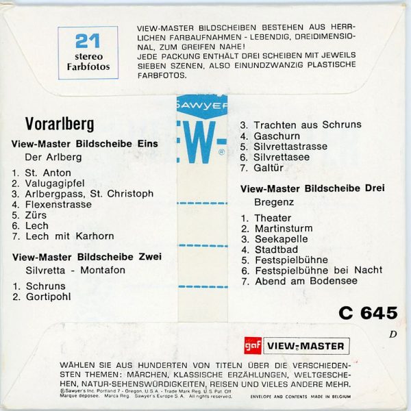 Vorarlberg - View-Master 3 Reel Packet 1970 s view - vintage - (PKT-C645D-BG1) Supply