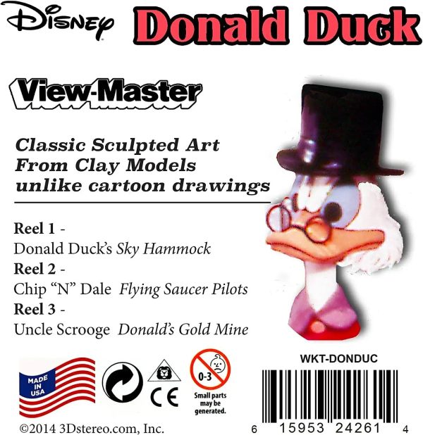 Donal Duck - Sculpted Clay Figure Art - View-Master 3 Reel Set - NEW Online