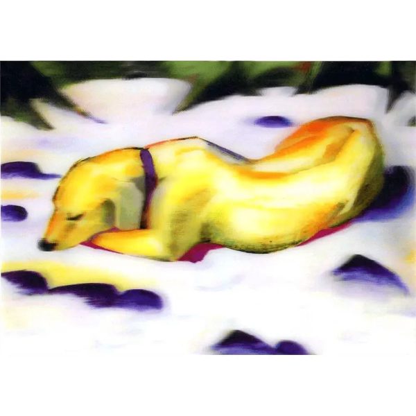 Franz Marc - Dog Lying in the Snow - 3D Lenticular Postcard Greeting Card - NEW For Cheap