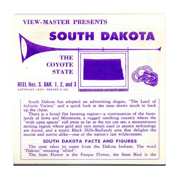 South Dakota - State -View Master  3 Reel Packet - 1950s views - vintage - (PKT-SD123-S3) Online Hot Sale