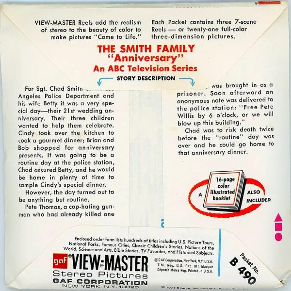 Smith Family  -  View-Master 3 Reel Packet - 1970s - vintage - (PKT-B490-G3A) Hot on Sale