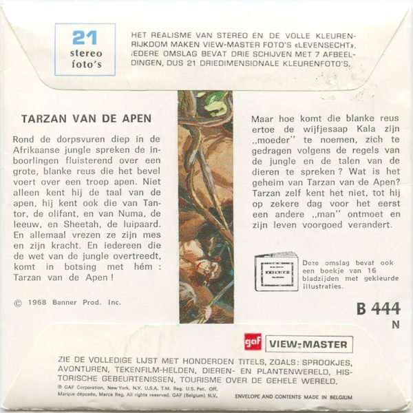 Tarzan - View-Master 3 Reel Packet - 1968 - vintage - B444N-BG1 For Sale