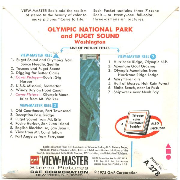 Olympic National Park - View-Master 3 Reel Packet - vintage - A278-G3A Online Hot Sale