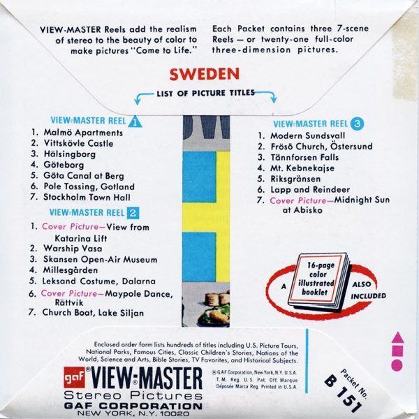 Sweden - View-Master 3 Reel Packet - vintage - B151-G3A on Sale