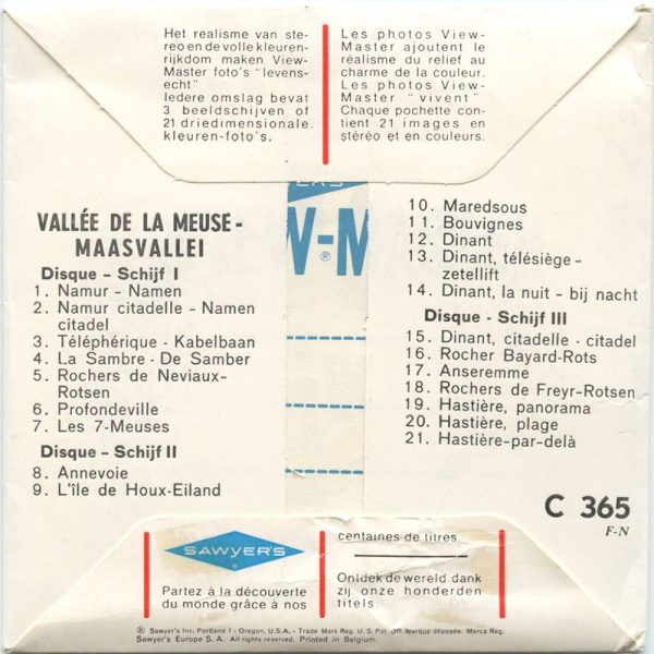 Vallée de la Meuse - Belgium - View-Master 3 Reel Packet - 1960s views - vintage - C365F-N-BS6 Supply