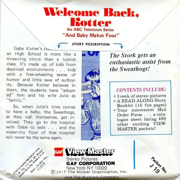 Welcome Back Kotter - View-Master 3 Reel Packet - 1970s - Vintage - (PKT-J19-G5mint) Hot on Sale