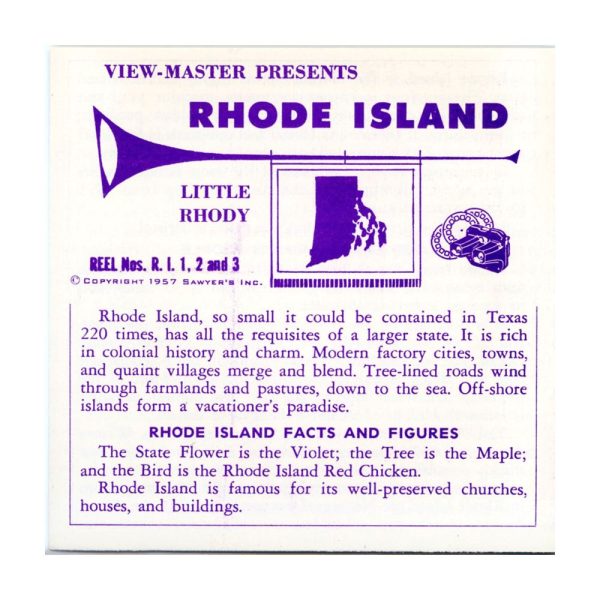 Rhode Island - State - Vintage View-Master 3 Reel Packet - 1950s views (PKT-RI123-S3) Online Hot Sale