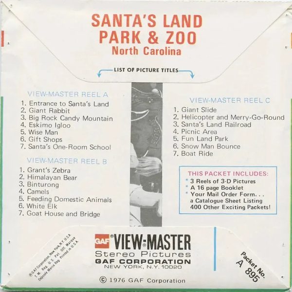 Santa s Land Park and Zoo - View-Master 3 Reel Packet - 1976 views - vintage - A895-G5A Online Hot Sale