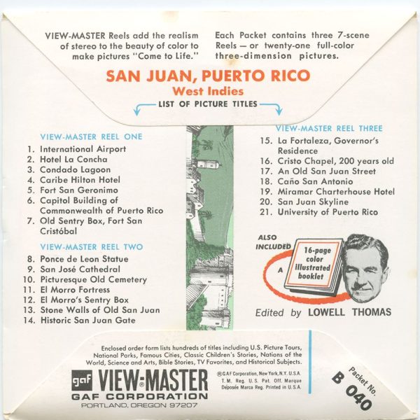 San Juan Puerto Rico - View-Master 3 Reel Packet - vintage - B040-G1B For Discount