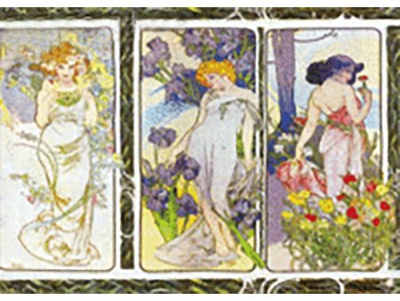 Alphonse Mucha - Flower Series , Rose, Iris, Carnation - 3D Lenticular Postcard Greeting Card - NEW Online Hot Sale