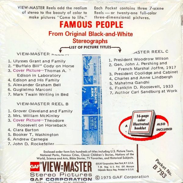 Famous People - View-Master - 3 Reel Packet - 1970s - Vintage - (PKT-B793-G5mint) For Cheap