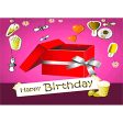 Happy Birthday - Red Box - 3D Action Lenticular Postcard Greeting Card- NEW For Discount