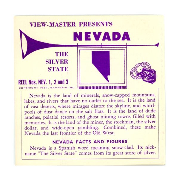 Nevada - Vacationland Series - View-Master  3 Reel Packet - 1950s views - vintage - (PKT-NV-S3) Fashion