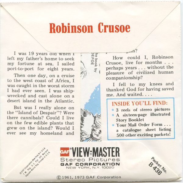 Robinson Crusoe - View-Master 3 Reel Packet - vintage - B438-G5A For Discount