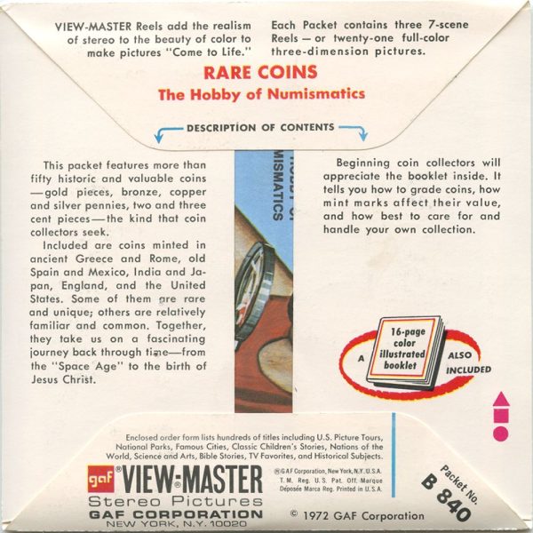 Rare Coins - View-Master 3 Reel Packet - 1970s - vintage - (B840-G3A) For Cheap