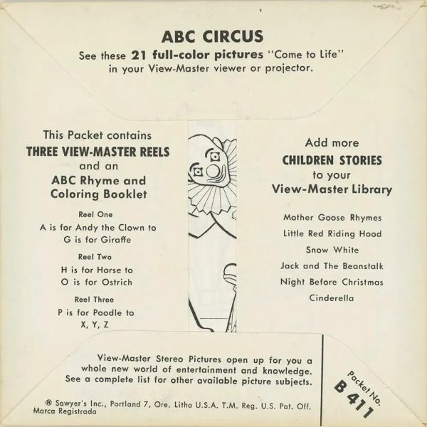 ABC Circus - View-Master - 3 Reel Packet - Vintage  - (B411-S5) For Sale