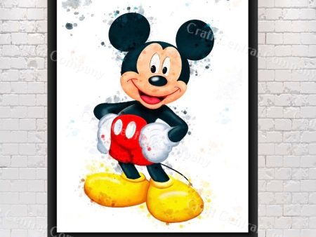 Mickey Mouse Poster Mickey Mouse Watercolor Poster Disney Poster Disneyland Poster Walt Disney World Wall Art Nursery Kids Bedroom Gift For Sale