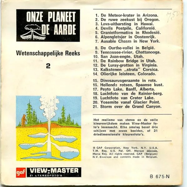 Onze Planeet de Aarde - View-Master - 3 Reel Packet - 1970s views - vintage -  (ECO-B675-N-BG2) Discount