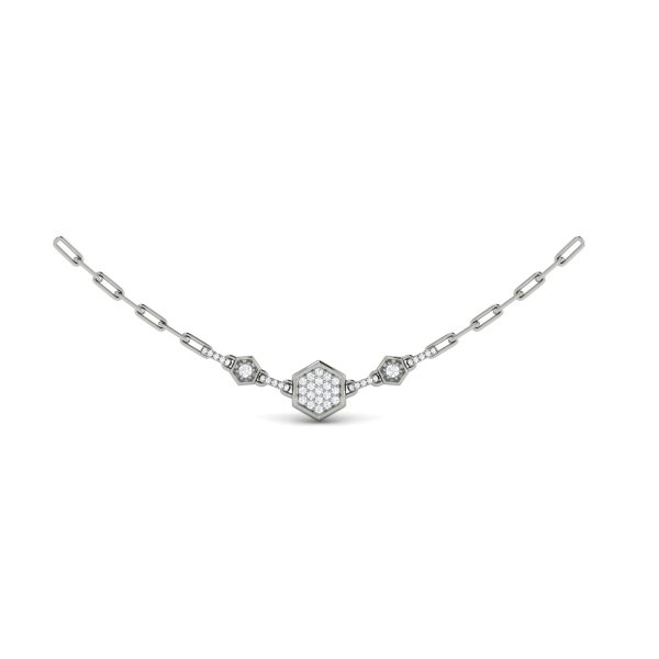 Vlora Serafina 14k White Gold and Diamond Necklace VN60285 Online Hot Sale