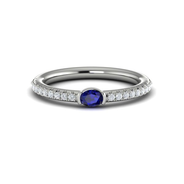 Vlora Sofia 14k White Gold Diamond and Sapphire Ring VR60135S Supply