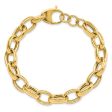 14k Yellow Gold Fancy Oval Link bracelet 8 inches LF884-8 For Sale