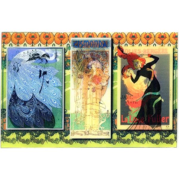 Art Nouveau Montage - 3D Lenticular Postcard Greeting Card - NEW Discount