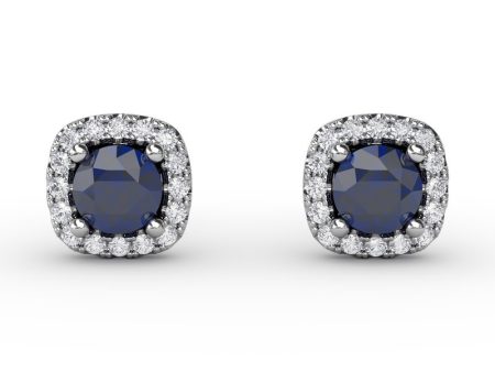 FANA Sapphire and Diamond Stud Earrings ER1479S For Cheap