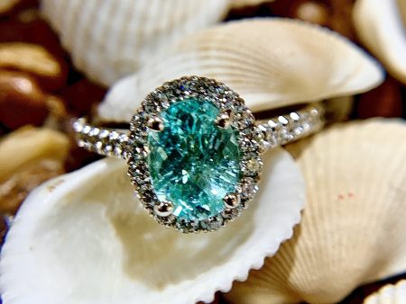 18k Paraiba Tourmaline and Diamond Ring Fashion