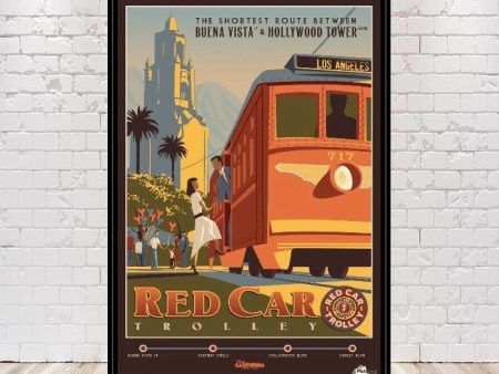 Red Car Trolley Poster Disney Poster Disney Attraction Posters California Adventure Poster Vintage Disneyland Main Street Disney World Hot on Sale