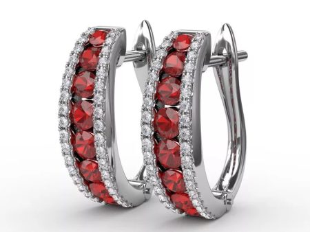 FANA Channel Set Ruby Fashion Hoops ER1348R Supply