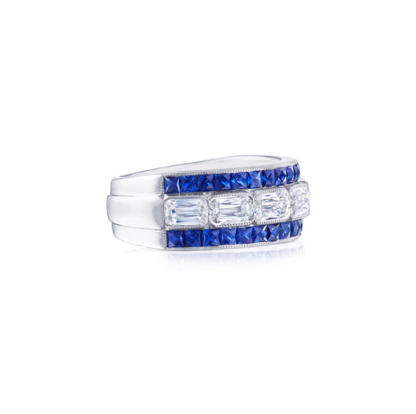 KWIAT ASHOKA Diamond and Sapphire Ring W-30041S-20-DIASAP-PLAT on Sale